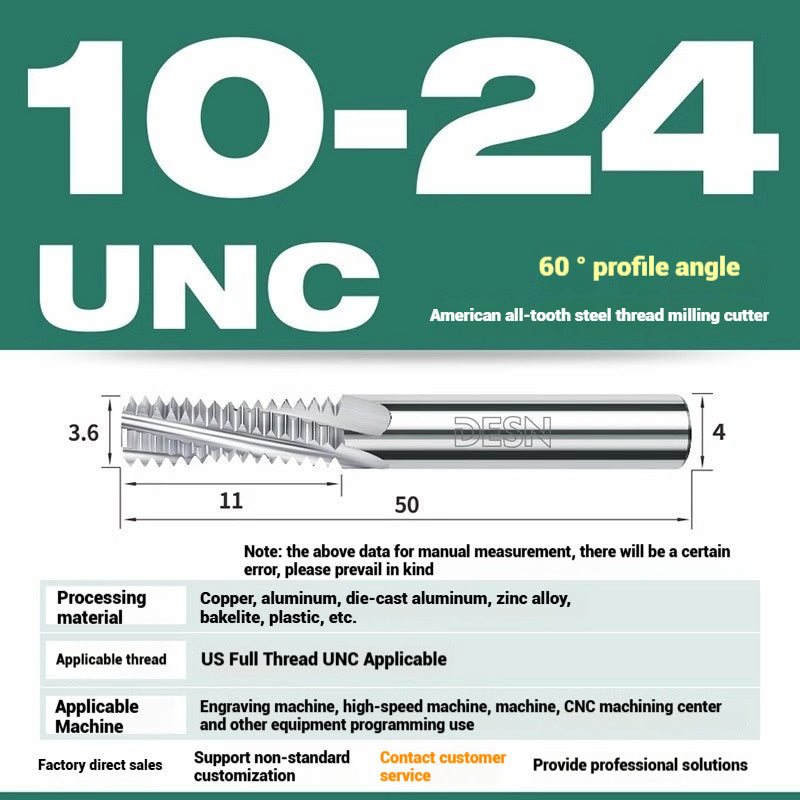1115-65° high hard tungsten carbide thread milling cutter Long tooth full tooth alloy American thread milling cutter UNC UNF aluminum stainless steel Shandong Denso Pricision Tools Co.,Ltd.